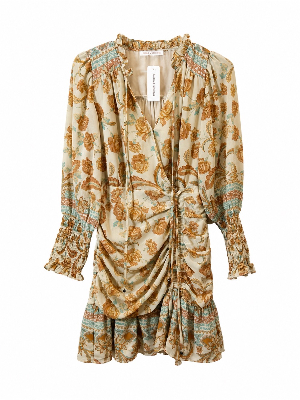 Pookie & Sebastian Vintage Paisley Ruched  dress boho NWT $138